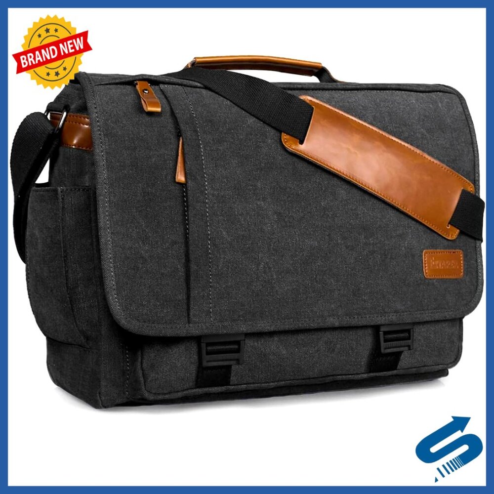 Water-Resistant Canvas Messenger Bag Laptop Briefcase Satchel Work Office